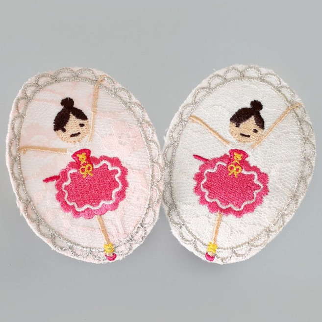 [펠트친구] 레이스 발레리나와펜[1810]/ 뱃지 의류 소품 브로치 꾸미기 리폼 포인트, 화이트, 1개
