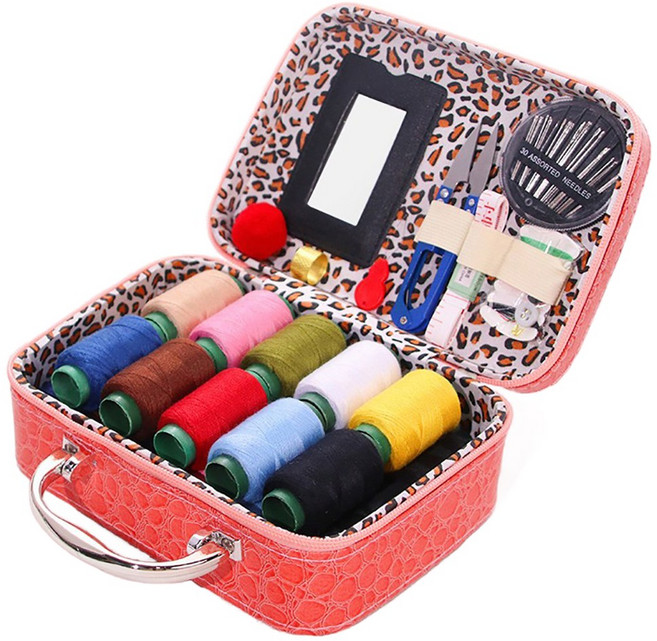 Qiaokao 재봉 상자 세트, 1개, 핑크