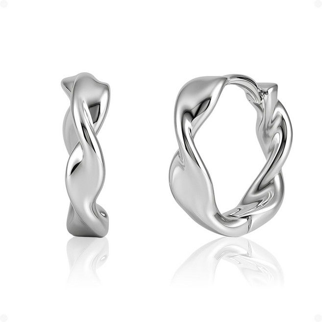 ARIN 실버925 원터치귀걸이 웨이브 꼬임 링 원터치 귀걸이 (3 size) AOD001