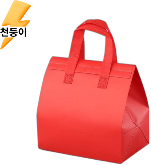 천둥이몰 일회용 보냉백 보냉팩 미니 봉투 손잡이 은박 50개, 빨강