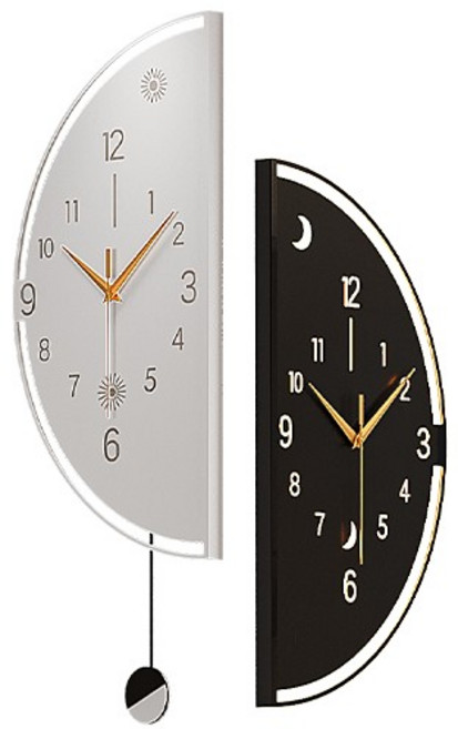 YAPOGI 코너 벽걸이 시계 양면 LED 무소음 벽시계, 스타일A