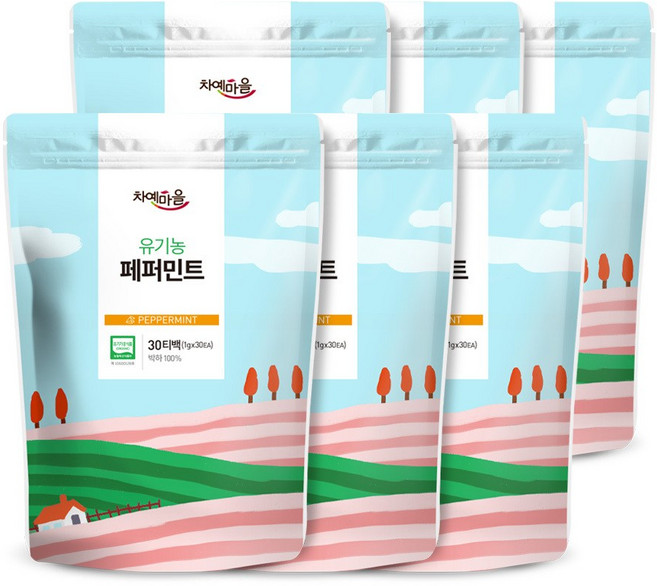 차예마을 허브차 유기농 페퍼민트 30티백.., 30개입, 6개, 1g