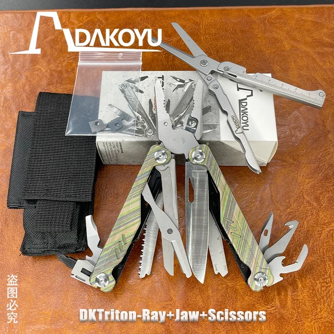 새로운 DAKOYU 티타늄 합금 핸들 고경도 EDC 다기능 접이식 펜치 조합 도구 야외 장비 휴대용, 06 Ray Jaw Scissors