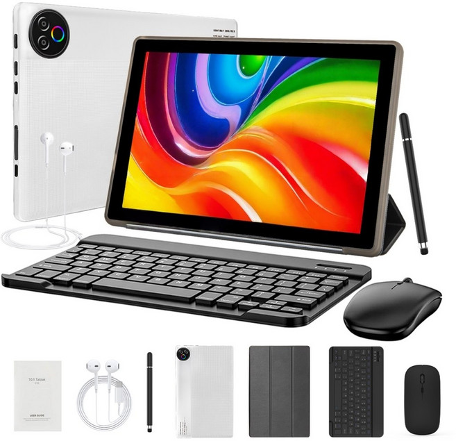 Higrace KB1001L 태블릿 PC 10.1인치 태블릿 20G+64G 안드로이드15, 화이트, 64GB, Wi-Fi
