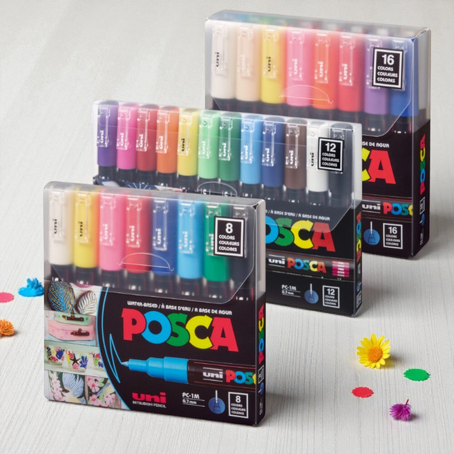 잘지워지는 슈링클스 마카펜 색칠 포스터칼라 uni posca 마커, 8색 세트, 포스카 1M
