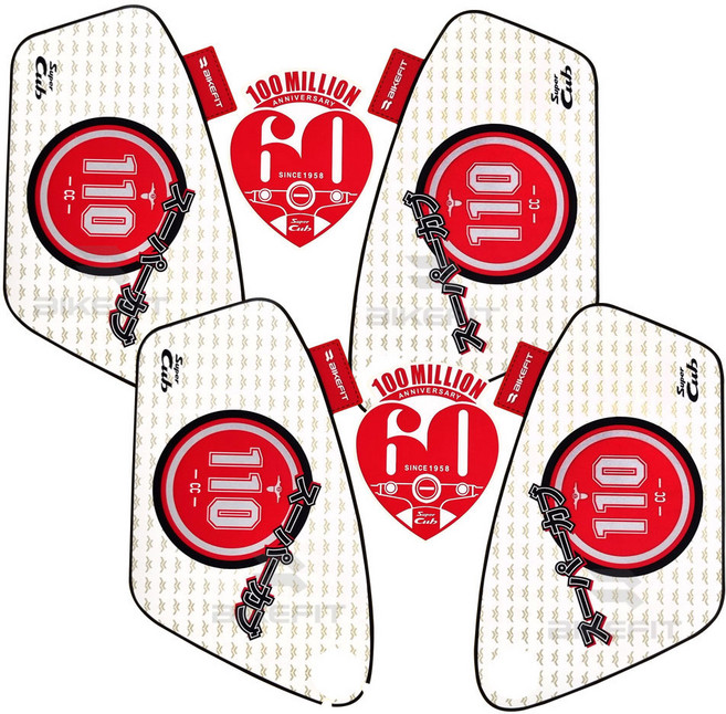 혼다 슈퍼커브 스티커 2장 사이드바디 데칼 카울 튜닝 국산, 화이트110, 2세트