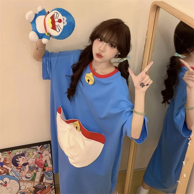 페어리아일랜드 도라에몽 실용적이고 귀여운 순면 잠옷 원피스