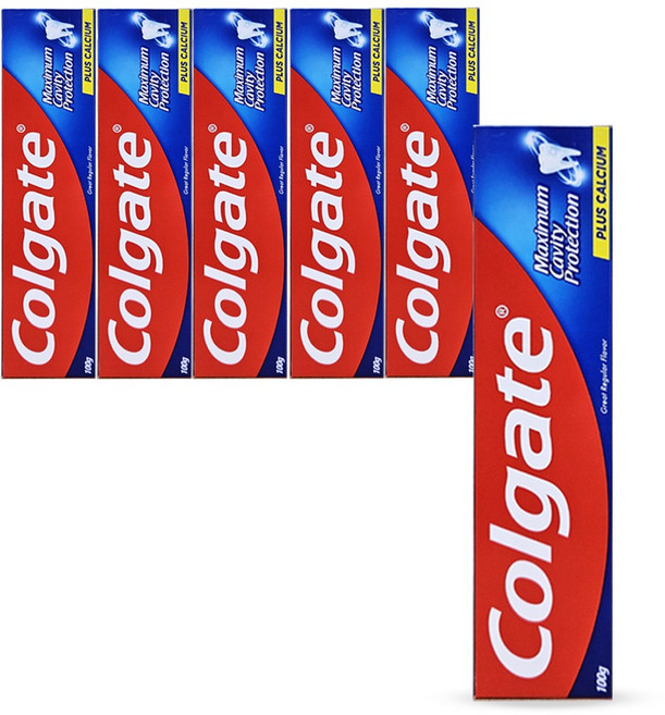 콜게이트 플루오라이드 그레이트 레귤러 플레이버 치약, 100g, 6개