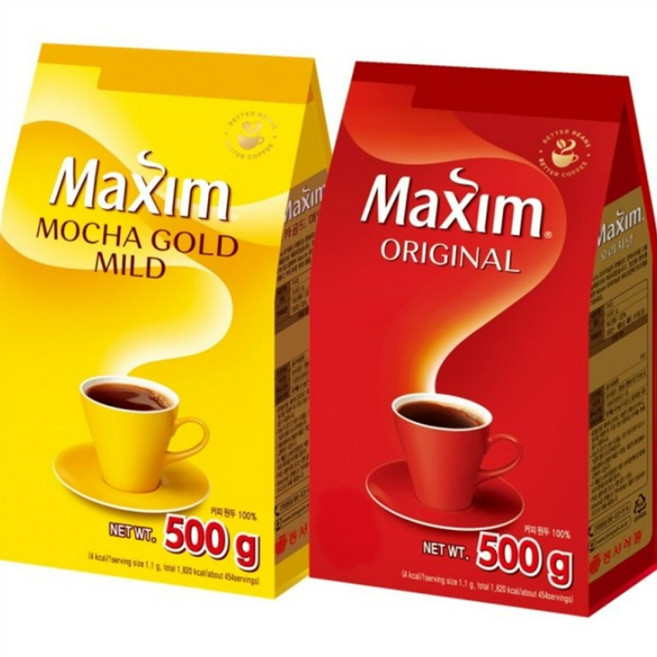 맥심 모카골드 리필커피 500g+오리지날 리필커피 500g, 500mg, 1개입, 1개