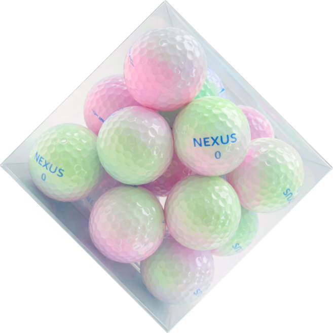 넥서스 프리미엄 2PC 캔디골프공 지퍼백 고성능 비거리 선물용 골프공, 1세트, 12개입, 핑크/그린