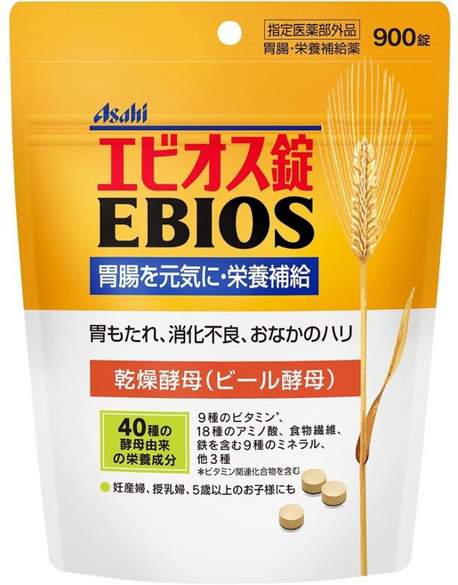 일본정품 아사히 에비오스정 EBIOS 900정 지정의약부외품 위장 영양보급약, 1개