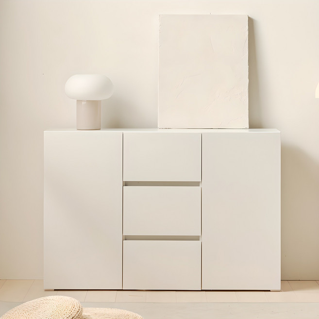 룸앤디 국내 제조 모노 높은 서랍수납장 방문설치, 화이트, 3단
