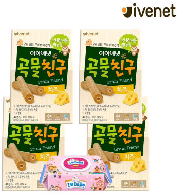 [아이배냇]곡물친구 4종, 40g, 1세트, 곡물친구 치즈4개