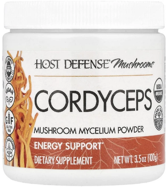 호스트디펜스 동충하초 버섯 Cordyceps Mushroom Mycelium 분말 100g, 1개 - 쿠팡
