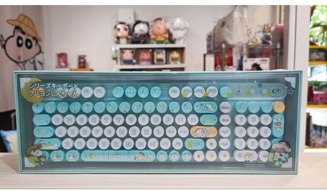 蠟筆小新 藍牙鍵盤, 藍色, 2.4G + 雙藍牙, 馬卡龍軸