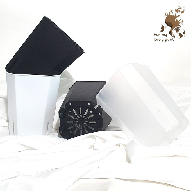 팔각 슬릿화분 플라스틱 화분 플분 가벼운 삽목 제라늄 분갈이 화분 5호 거목산업사, 블랙, 1개