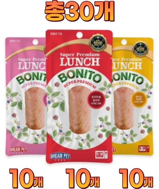 드림펫푸드 런치 보니또 고양이 통살, 30개 - 쿠팡