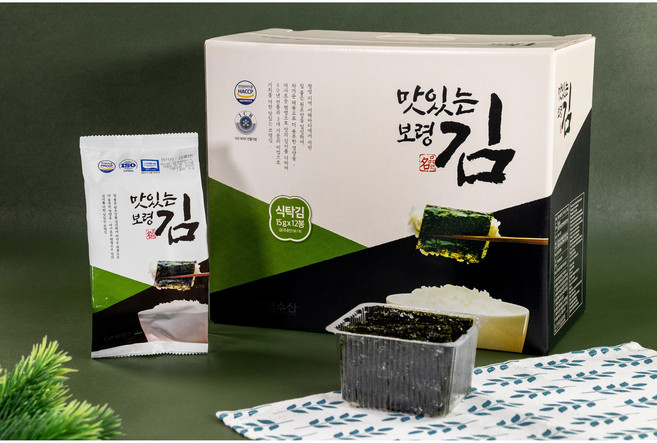 맛있는 보령김 대천김 식탁 도시락 전장 파래 재래 사각김밥 5g 명품 김밥 광천 선물세트, 1개