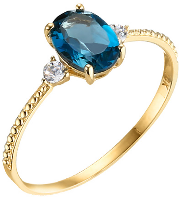 골드앤 18K 샤벳 런던블루 토파즈 싱글 반지 (천연석 감별서 증정) 큐빅 포인트 건강 선물추천