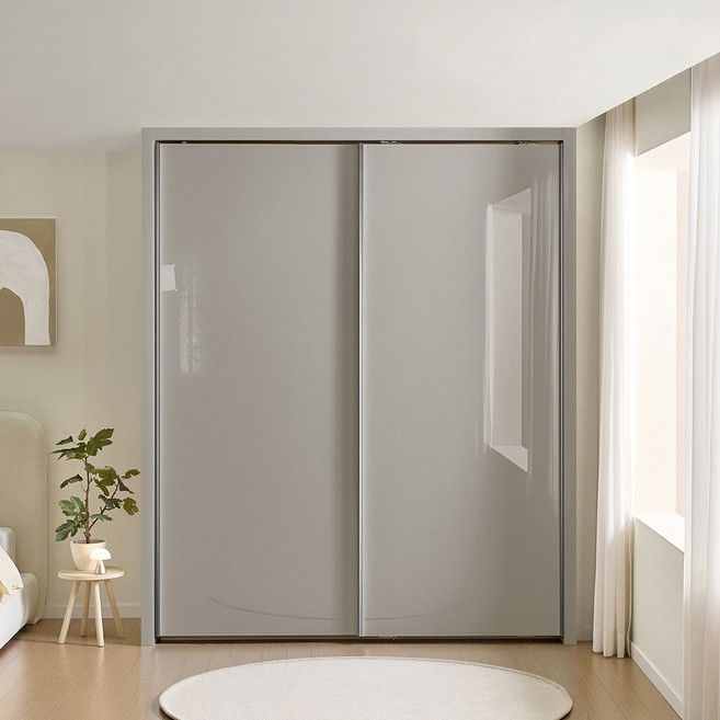 보루네오 샤인 작은방 슬라이딩 붙박이장 하이그로시 180cm 6자, 그레이 180cm