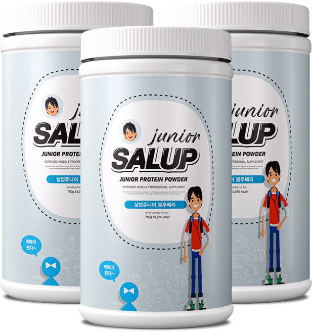 [특허받은 키즈단백질] 마른아이 살찌는보충제 성장기 어린이 단백질보충제 살업쥬니어 블루베리요거트맛, 750g, 3개