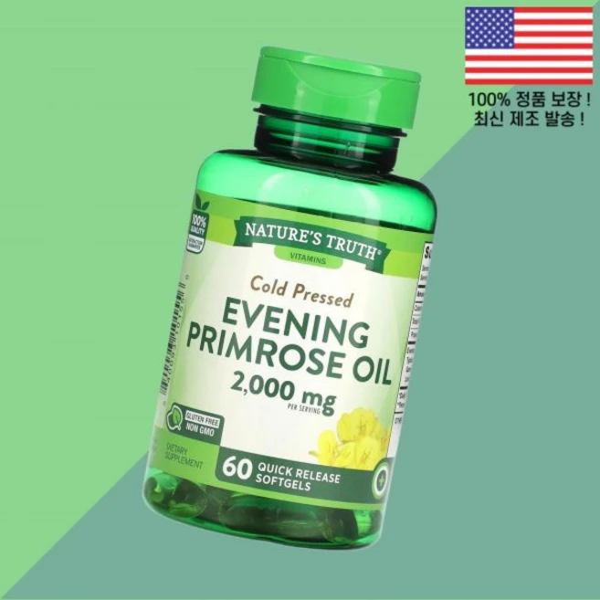 네이처스 트루스 냉압착 달맞이꽃 종자유 퀵 릴리스 소프트젤 캡슐 60정 당 1000mg Nature's Truth Cold Pressed Evening Primrose Oil - 쿠팡