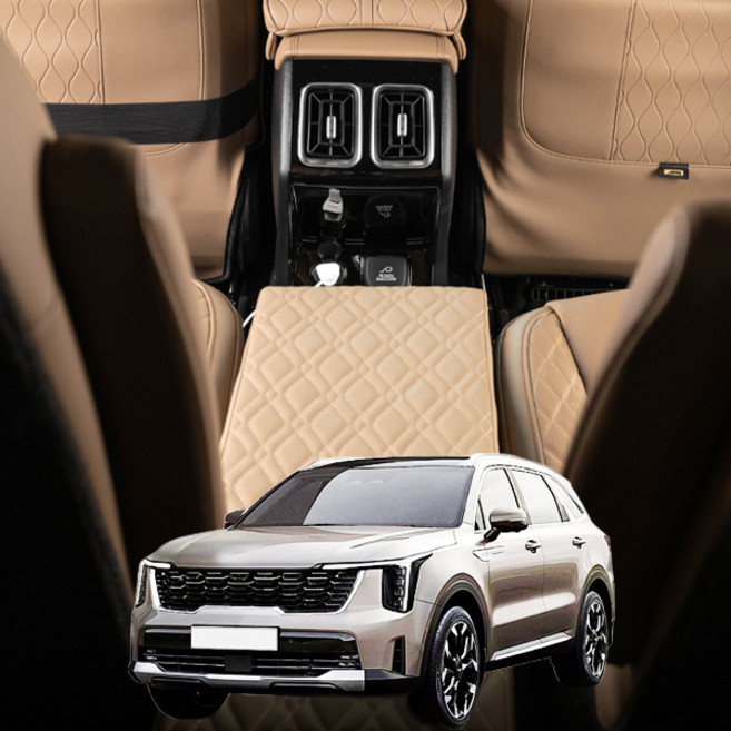 더 뉴 쏘렌토 차량용 가죽 대용량 수납함 보조좌석, 대형수납함, 올리브 브라운, 1개