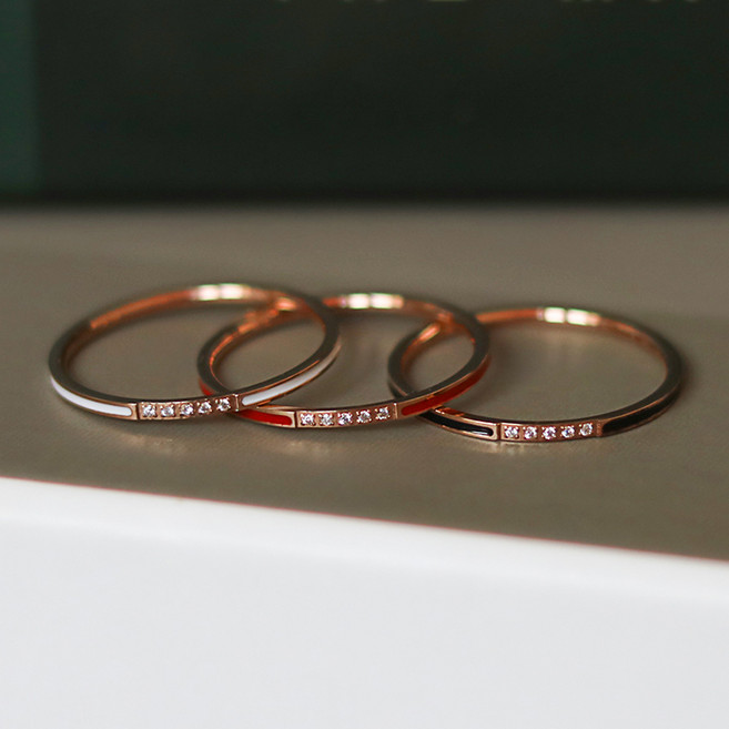 포롱주얼리 써지컬스틸 3색 큐빅 실반지 3종세트 R045