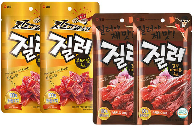 육포 부드러운 30g 2개+갈릭바베큐 30g 2개, 2개