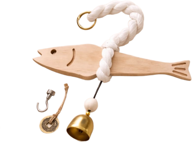 앰버리 잘풀리는 액막이 명태 이사 집들이 개업 선물 도어벨 엽전 명주실, 우드