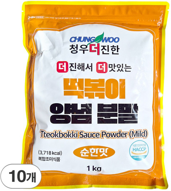 청우 더진한 떡볶이 양념 분말 순한맛, 1kg, 10개