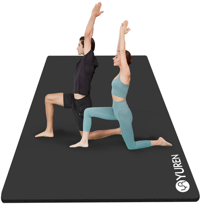 유렌 초대형 홈트매트 20mm 2인용 130x200cm 두꺼운 요가매트 NBR 운동매트, 블랙, 1개