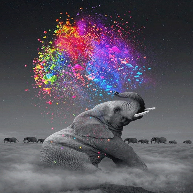 재물 판타지 코끼리 전체 보석 십자수 원형 비즈 DIY 패키지 30 40 보석비즈자수 도구 고체풀 트레이 캔버스형 아님