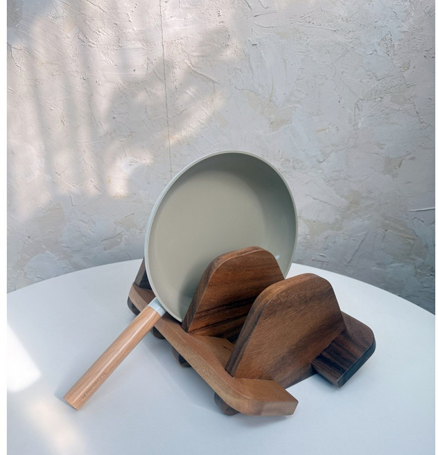 원목 후라이팬 수납 정리대 거치대 냄비꽂이 정리용품, 1개, 우드, 3단