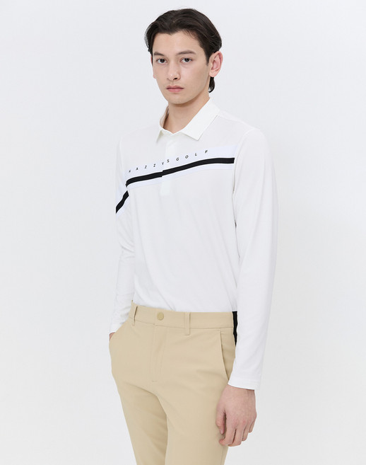 24SS [클리어런스][스테디셀러]라인 스트레치 긴팔폴로티셔츠 (WHITE) WPTS4A901WT