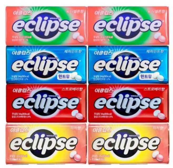 [푸드원스토어] 이클립스 캔디 피치2+스트로베리2+페퍼민트2+워터멜론향2 총 8개, 1세트, 34g