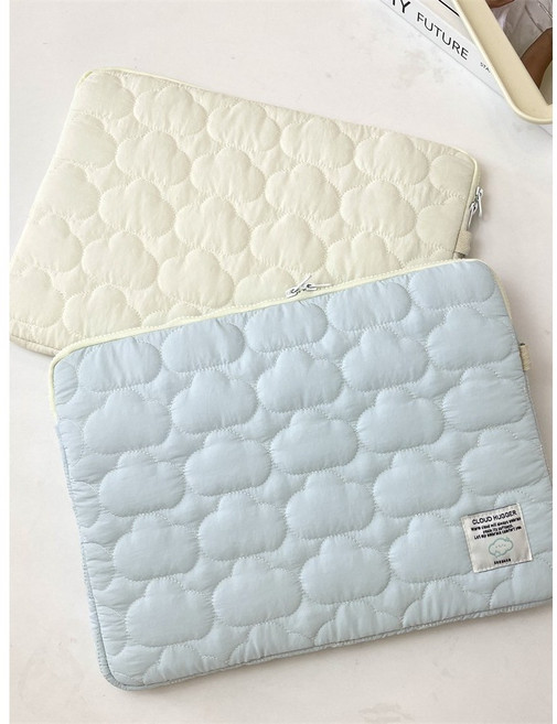 파스텔 구름 퀄팅 노트북 맥북 파우치 11-15인치, 소라