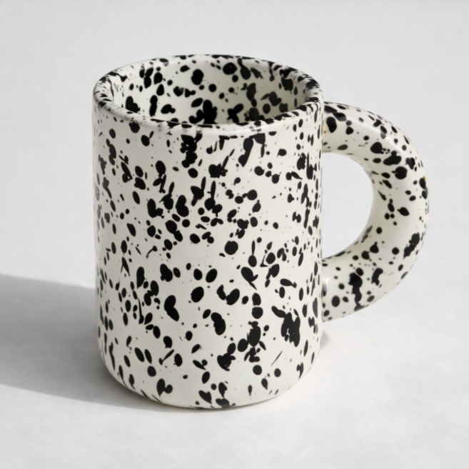 디얼리 마블 머그컵 점박이 머그잔 280ml 데일리 뭉툭한 사무실컵 홈카페, 1개, 크림