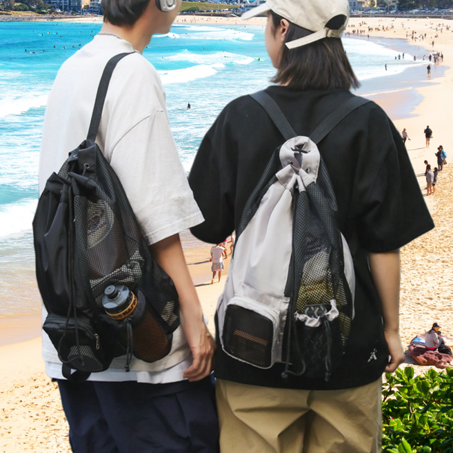 에스픽 하이듀 메쉬 수영 가방 백팩 물병수납, 듀그레이