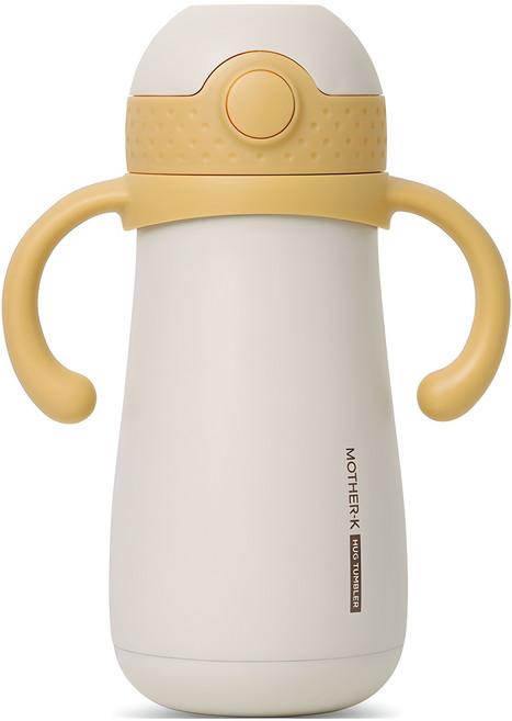 마더케이 허그 보온 빨대컵, 350ml, 1개, 머스터드