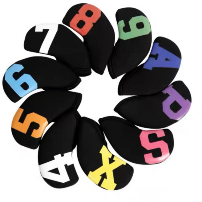 케이디코 아이언커버 세트 골프 네오프렌 10p, 1. 블랙/레인보우