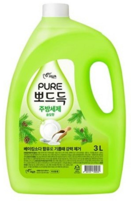 피죤 퓨어 뽀드득 주방세제 솔잎향 3L 3+, 1개