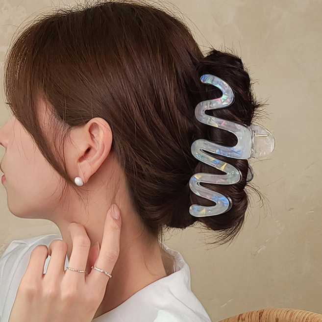 초콜리트쥬얼리 컬링 셀룰로오스 6컬러 13cm 물결 빅사이즈 올림머리 헤어 왕 집게핀