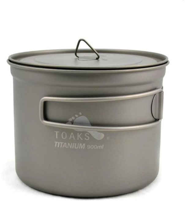 티타늄캠핑냄비 TOAKS 초경량 장비 컵 커버 및 접이식 손잡이 POT-900-D115 900ml, 1개