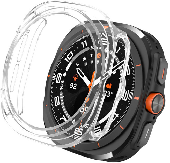 적용 갤럭시워치7 케이스 PC소재 전기도금 펀칭WH740, 투명Transparent, 1개