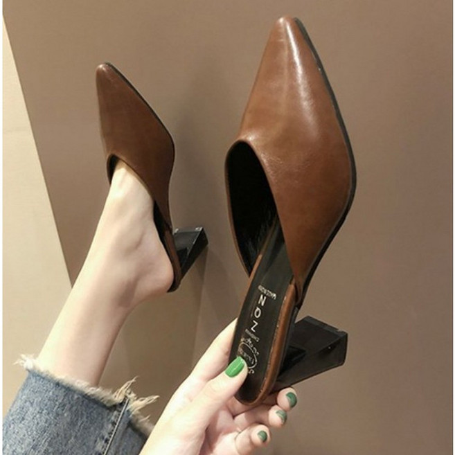 밀라넨 6cm 스틸레토 블로퍼 통굽 뮬 구두 3color