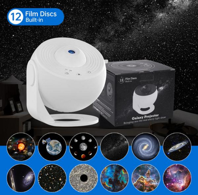 야간 조명 은하수 프로젝터 별이 빛나는 하늘 프로젝터 360 회전 천문관 램프 용 침실 발렌타인 데이 선물 결혼식 장식, 12 in 1 Projectorw