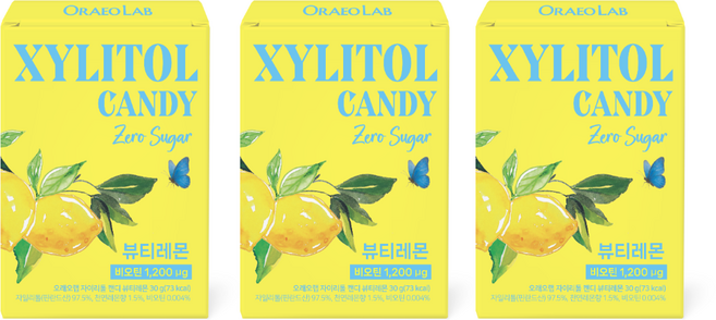 오래오랩 비오틴 자일리톨 무설탕 캔디 천연레몬, 3개, 30g