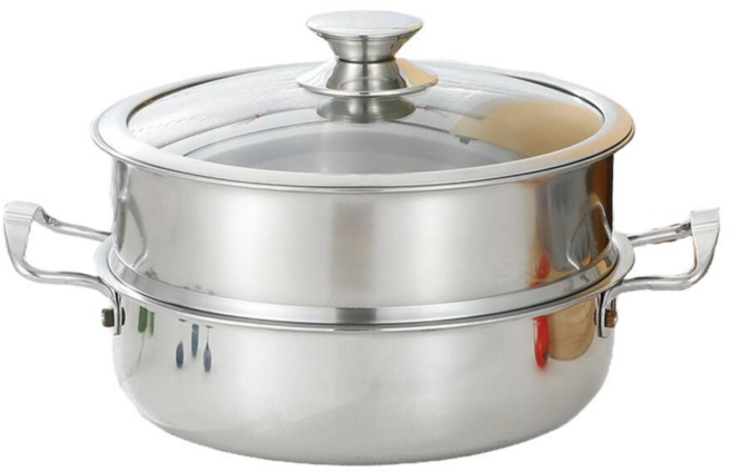 鵝頭牌 不鏽鋼雙耳湯鍋蒸鍋組 廚房好幫手 高CP值臺灣製造 420不鏽鋼, 不銹鋼, 1個, 26cm