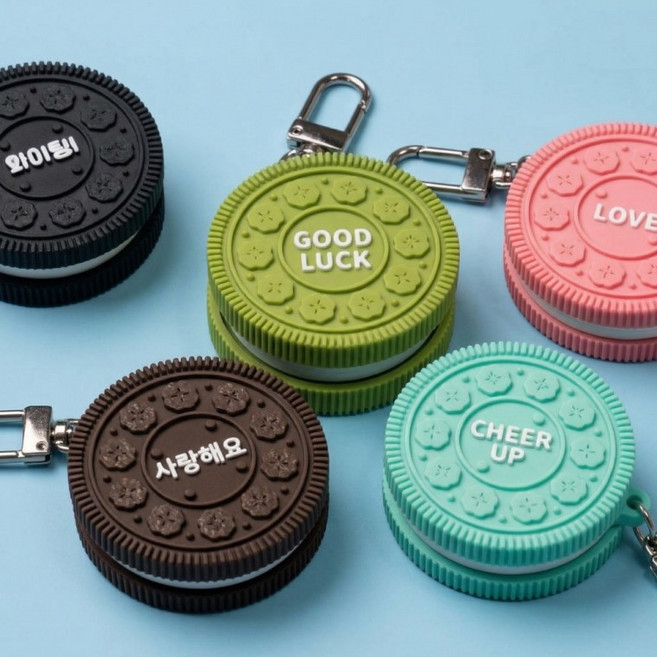 초코쿠키 클리커 키링 입학 키캡 클릭 키홀더 딸깍 행운 키보드 클릭커 학생, 1개, 초코쿠키 클리커 키링_밀크초코 ( 화이팅 )